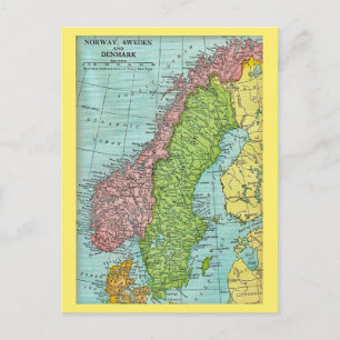 Norge, Sverige & Danmark Kartaffisch Vykort