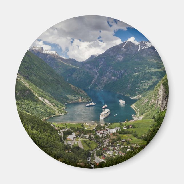 Norge till Geiranger från Flydalsjuvet Magnet (Framsidan)