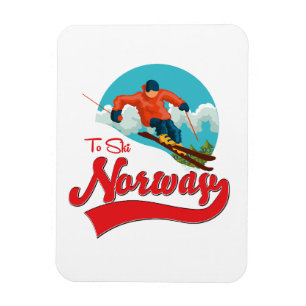 Norge till Ski-logotyp. Magnet