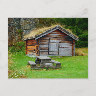 Norge, traditionell jordbrukshut, betesmark vykort