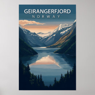 Norge Travel i BeSnyval Ställe Geirangerfjord Poster