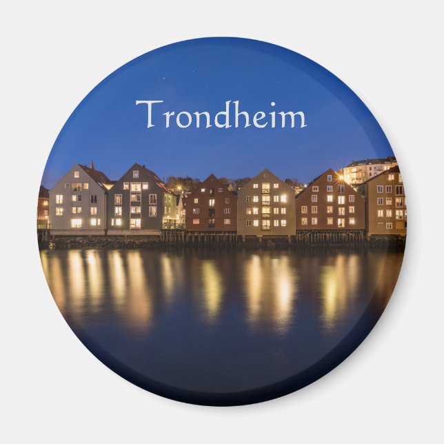 Norge Trondheim på natten Magnet (Framsidan)