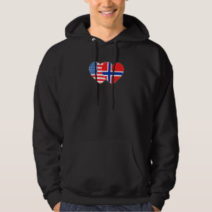 Norge&USA flagga Twin Heart för norska amerikaner Hoodie