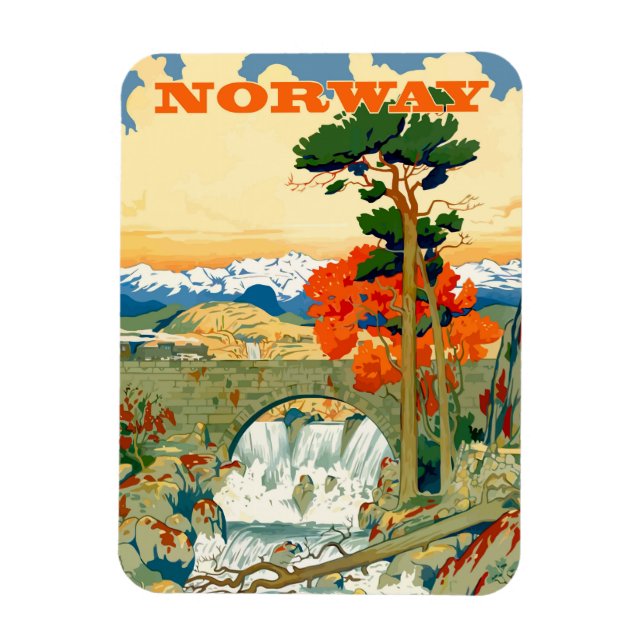 Norge, vattenfall under bron. magnet (Vertikal)