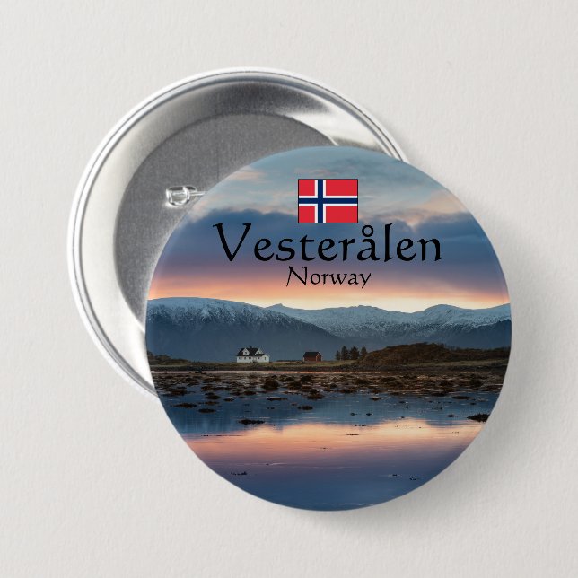 Norge Vesteralen Souvenir Knapp (Framsida & baksida)