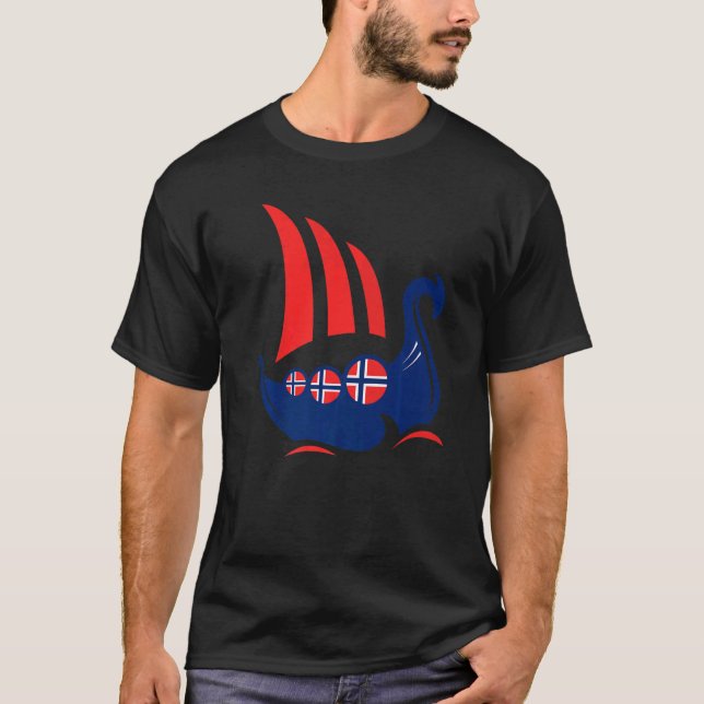 Norge Viking Frakt Norsk Flagga Dragon Boat T Shirt (Framsida)