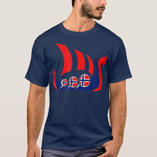 Norge Viking Frakt Norsk Flagga Dragon Boat T Shirt (Framsida)