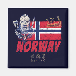 Norge Viking Vintage Flagga och Frakt Souvenir Magnet