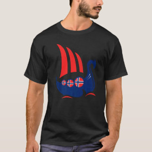 Norge Vikingsskepp Norskt flagg Drakbåt T Shirt