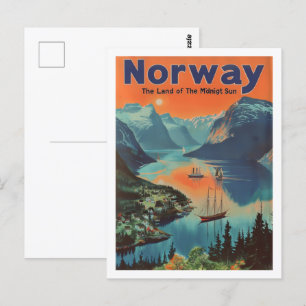 Norge Vintage Berömd Travel Ställe Vykort