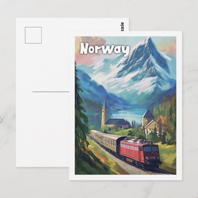 Norge Vintage Berömd Travel Ställe Vykort (Fram/baksida)