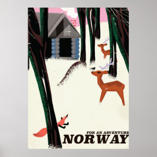 Norge vintage reseaffisch landskap poster