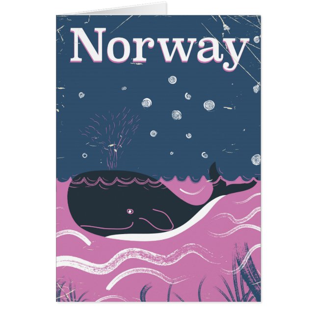 Norge vintage resor poster hälsningskort (Framsidan)