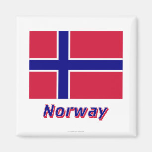 Norgeflagga med namn magnet