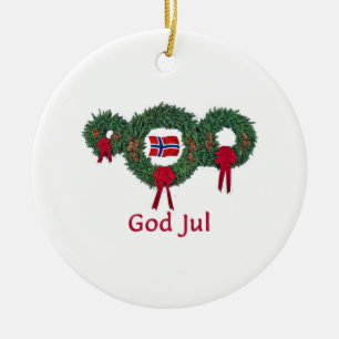 Norgejul 2 julgransprydnad keramik