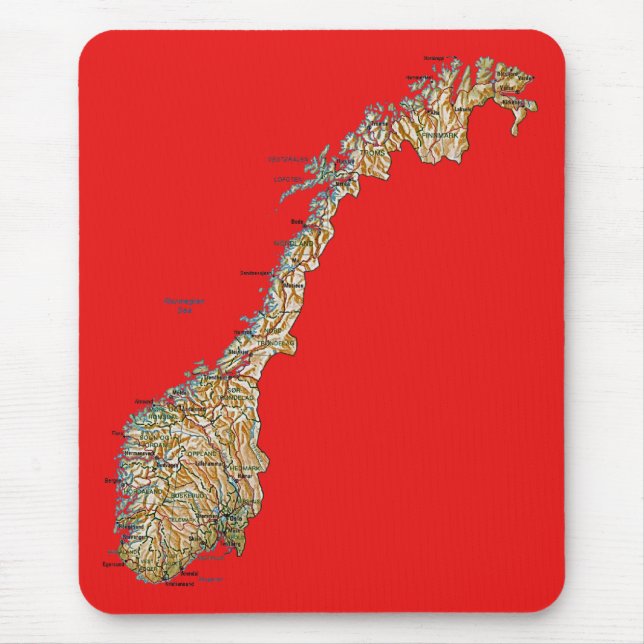 Norgekarta Mousepad Musmatta (Framsidan)