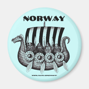 Norgemagneten med vikings i drekar skrivar magnet