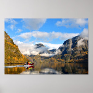 Norgen Aurlandsfjord Flam Norsk Fjord Poster