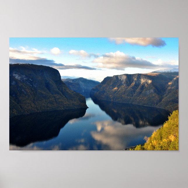 Norgen Aurlandsfjord Flam Norsk Fjord Poster (Framsidan)