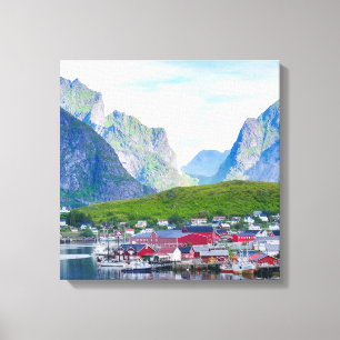 Norgen för Lofoten-öarna i Norska landskapet Canvastryck