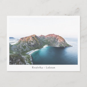 Norgen Kvalvika Lofoten Islands Vykort