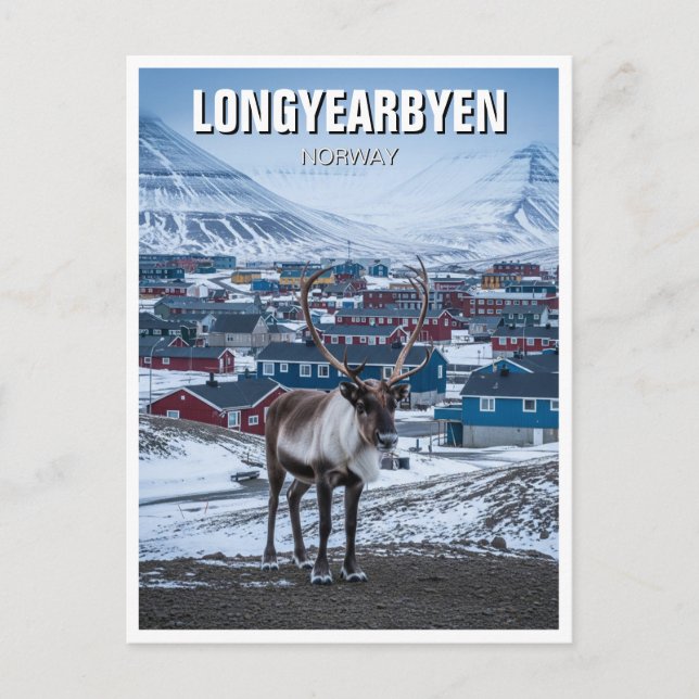 Norgen Reindeer Longyearbyen Svalbard Vykort (Framsida)