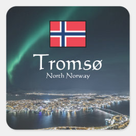 Norgen Tromso i norra Ljus Fyrkantigt Klistermärke