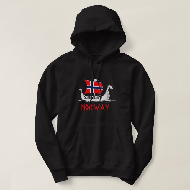 Norgen Viking Frakt för Norge av havererad Flagga Hoodie (Design framsida)