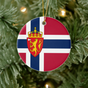 Norgens Flagga/ Jackat Arm Julgransprydnad Keramik