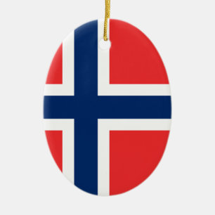 Norgens Flagga - Skandinavien Julgransprydnad Keramik