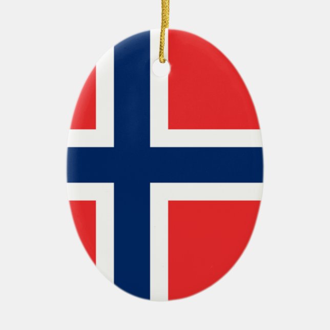 Norgens Flagga - Skandinavien Julgransprydnad Keramik (Framsidan)