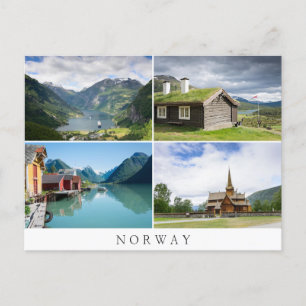 Norgens landskap kollage text vykort