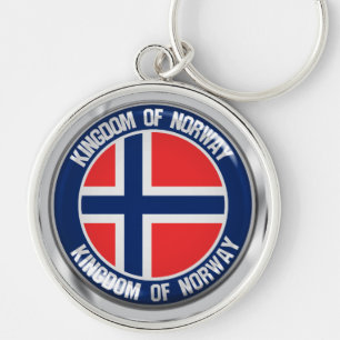 Norgens rundemblem rund silverfärgad nyckelring