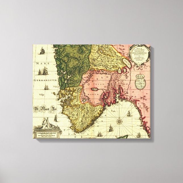 NorgePanoramisk kartaNorge Canvastryck (Framsida)