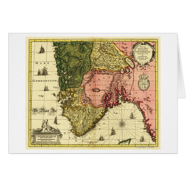NorgePanoramisk kartaNorge Hälsningskort (Framsidan Horizontal)