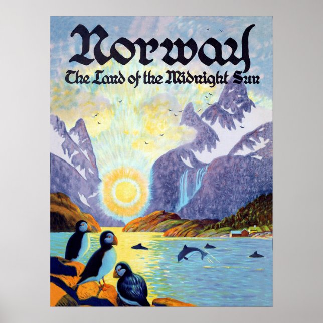 Norges fjordar, landet med midnattssolen poster (Framsidan)