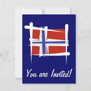 Norges flagg med penselstråk inbjudningar