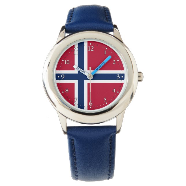Norges flagga armbandsur (Framsida)