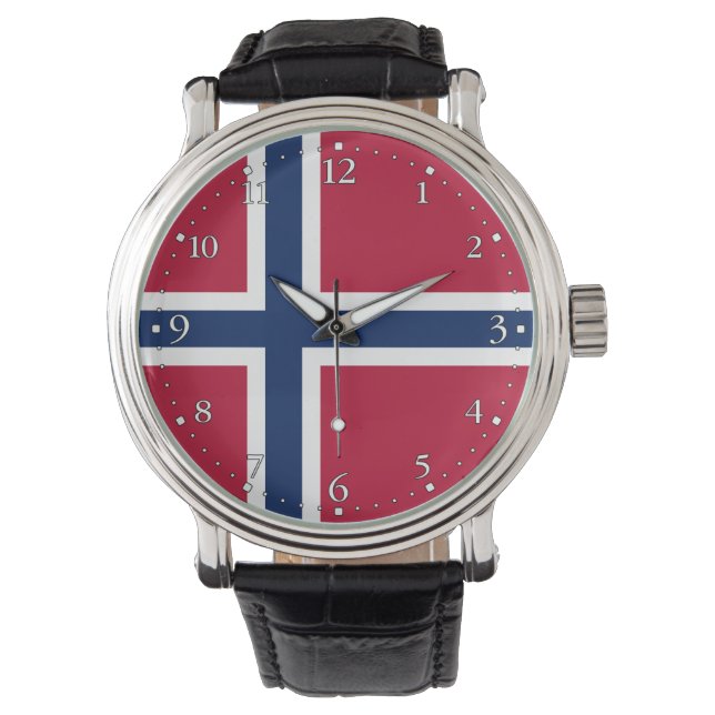 Norges flagga armbandsur (Framsida)