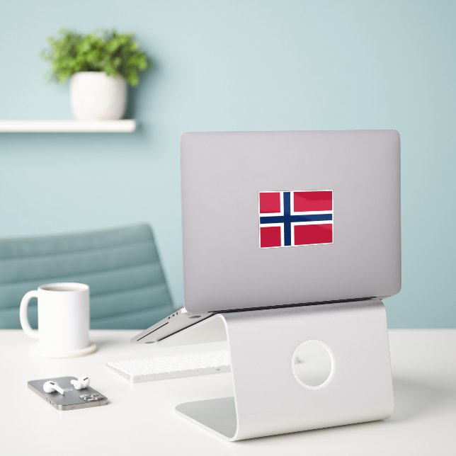 Norges flagga klistermärken (Laptop På Skrivbordet)