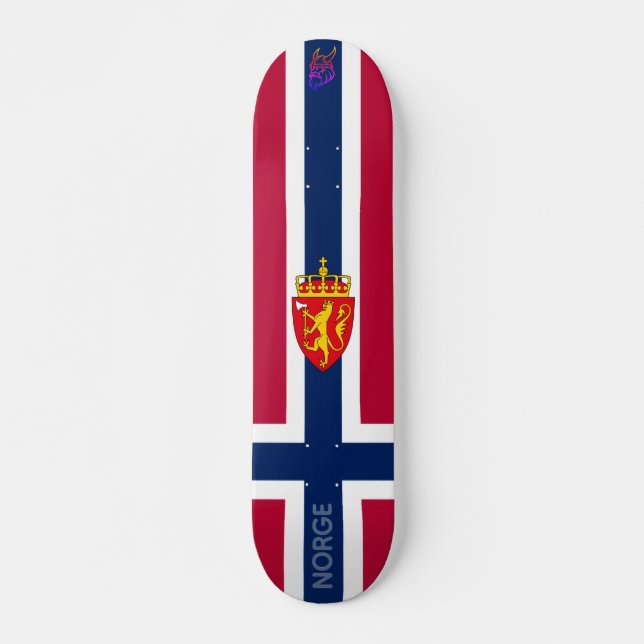 Norges flagga/ statsvapen mini skateboard bräda 18,5 cm (Framsida)