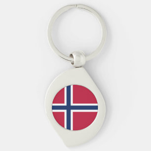 Norges flagga swirl silverfärgad nyckelring