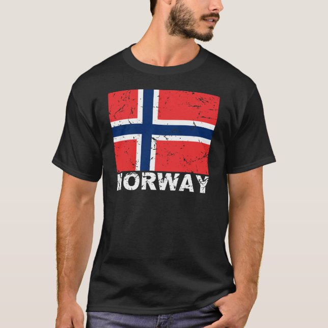 Norgevintageflagga T Shirt (Framsida)