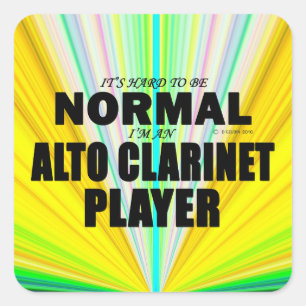 Normal Alto Clarinet Player Square-fästpunkt Fyrkantigt Klistermärke