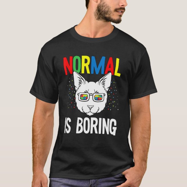 Normal är att boka autism Awareness Cute Cat Puzzl T Shirt (Framsida)