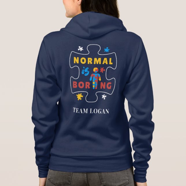 Normal är Boring Autism Awareness Matching Family T Shirt (Baksida)
