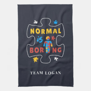 Normal är Boring Autism Awareness Puzzle Biet Kökshandduk