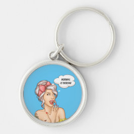 Normal är tråkig rund silverfärgad nyckelring