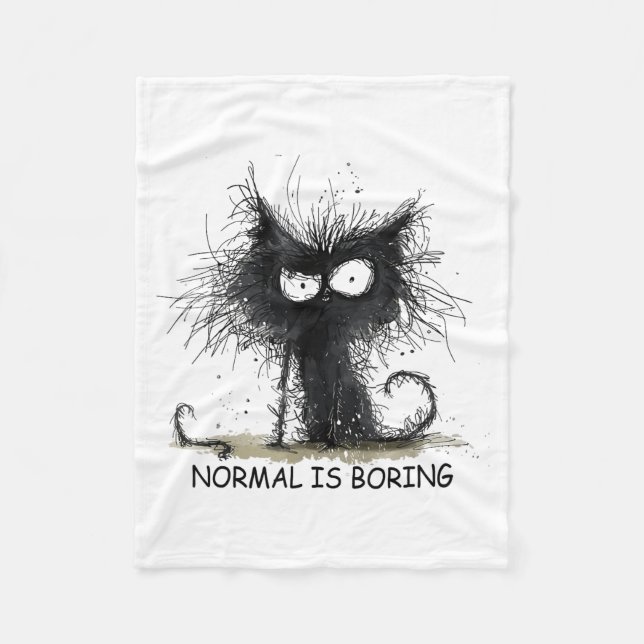 Normal Är Tråkigt Rolig Katt Grafisk T-Shirt Män K Fleecefilt (Framsidan)