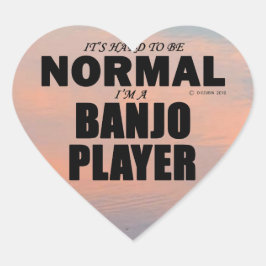 Normal Banjo Player Heart Sticker Hjärtformat Klistermärke
